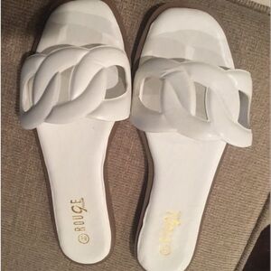 White and Brown Sandals with Modern Design wear on the sole